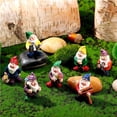 thumbnail image 4 of Toystoory Juego de 7 Mini adornos enanos para jardín, artesanías de resina compactas, ligeras y resistentes, resina Premium Decoración del hogar, 4 of 6