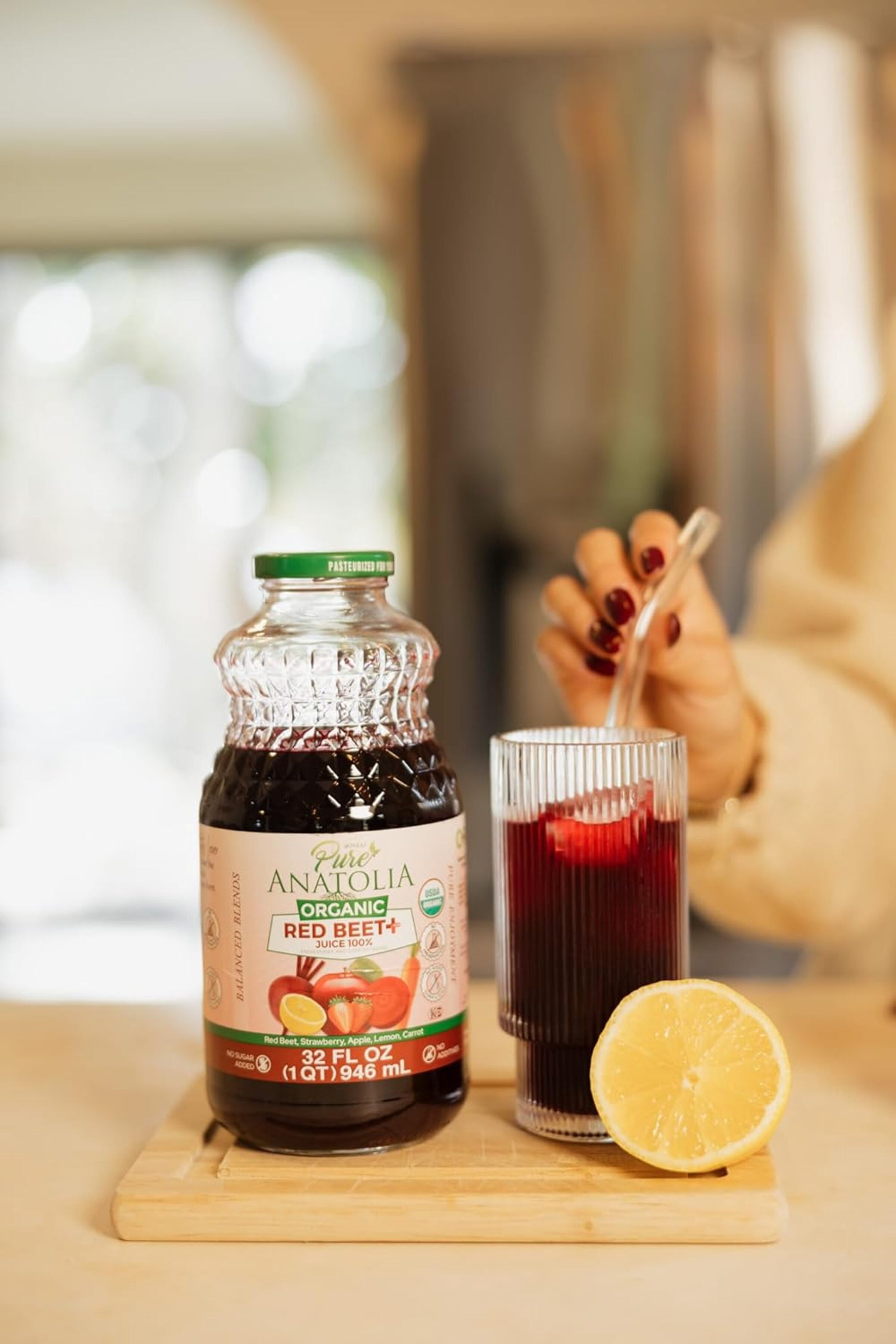 Pure Anatolia Organic Red Beet Juice, 32 fl oz; glass bottle