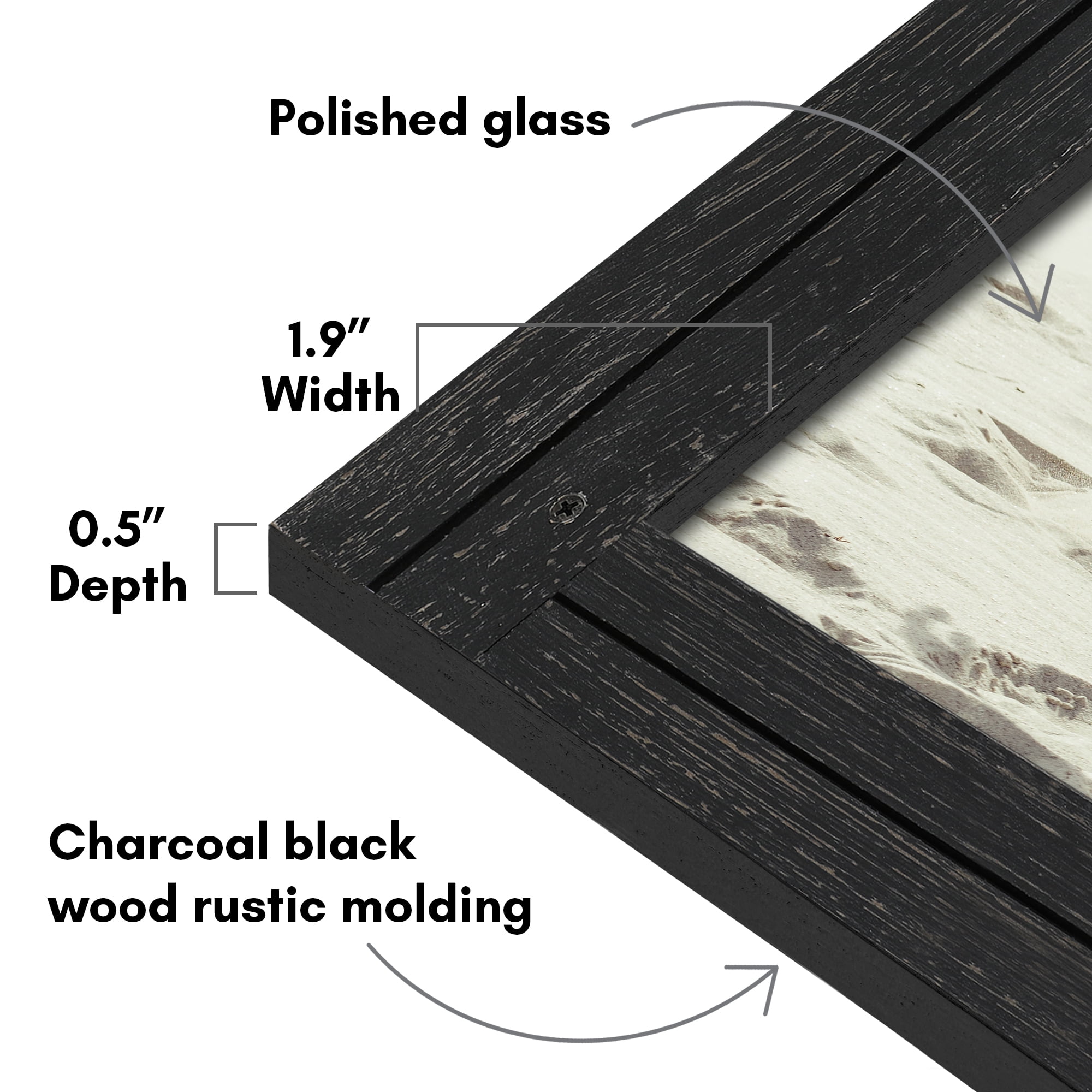 Americanflat 16x20 Picture Frame with Polished Plexiglass Hampton Collection Distressed Wall - Charcoal Black