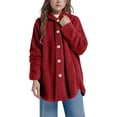thumbnail image 2 of Girls and Toddlers' Sherpa Long Jacket Button down Long Sleeve Hooded Coat with Pocket Kids Winter Warm Sweatshirt Coat, 2 of 8