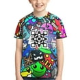 thumbnail image 3 of Geometry Dash T-Shirts Summer Short Sleeved Shirt For Boys Girls Kids Casual Tee Tops Breathable Blouse Small, 3 of 6