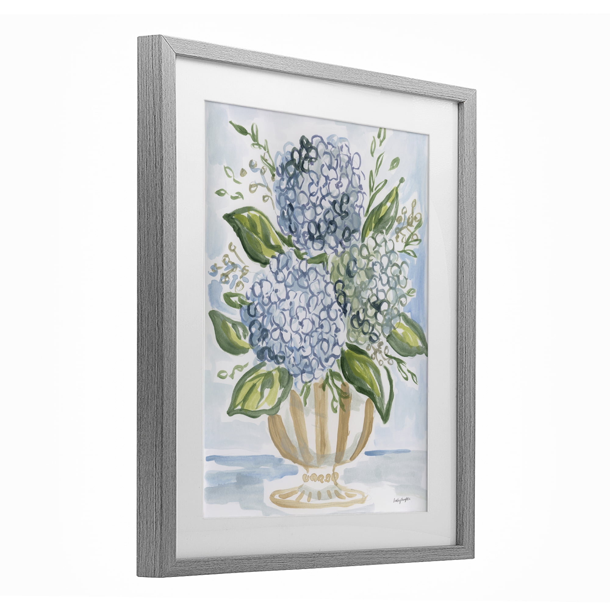Stupell Industries Serena Pastel Hydrangea Bouquet Gray Framed Print Under Glass, design by Haley Knighten