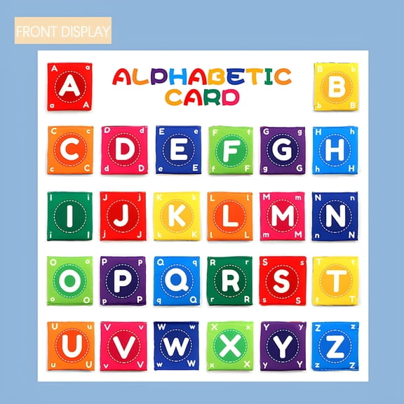 BESTSKY Educational Book Early Childhood Enlightenment Book Baby Soft Alphabet Cards Toys 26Pcs Alphabet Baby Flash Cards Early Learning Toy with Storage Bag Washable Soft Letter