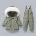 thumbnail image 2 of SELONE Boys Girls Snowsuit Set 2 Piece Kids Soild Hoodies Winter Puffer Jacket Windproof Waterproof Warm Jumpsuits 6-12 Month, 2 of 6