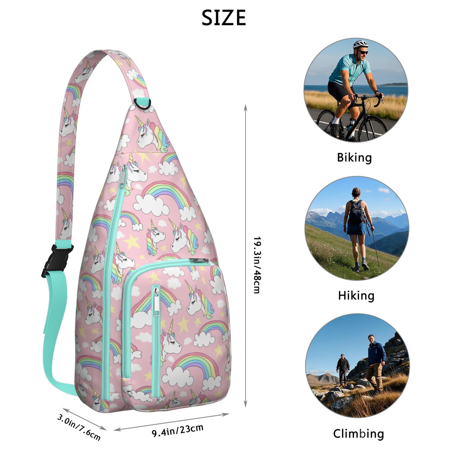 Magical Rainbow Unicorn Sling Bag - Mythical Horse Print Shoulder Backpack (Water-Resistant & Lightweight, Stylish Design)
