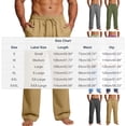 thumbnail image 3 of Mifsaly Cotton Linen Pants for Men Wide Leg Summer Casual Trousers Elastic Waist Drawstring Lightweight Breathable Beach Pant with 4 Pockets XXL, 3 of 9