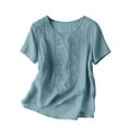 thumbnail image 5 of MEICHEN Women's Fashionable Casual Solid Color Pleated Cotton and Linen Tops Shirts and T Shirts Womens Summer Essentials Tops, 5 of 7