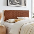 thumbnail image 3 of Pemberly Row Weave Wall-Mount Vegan Leather King Headboard in Natural Brown, 3 of 7