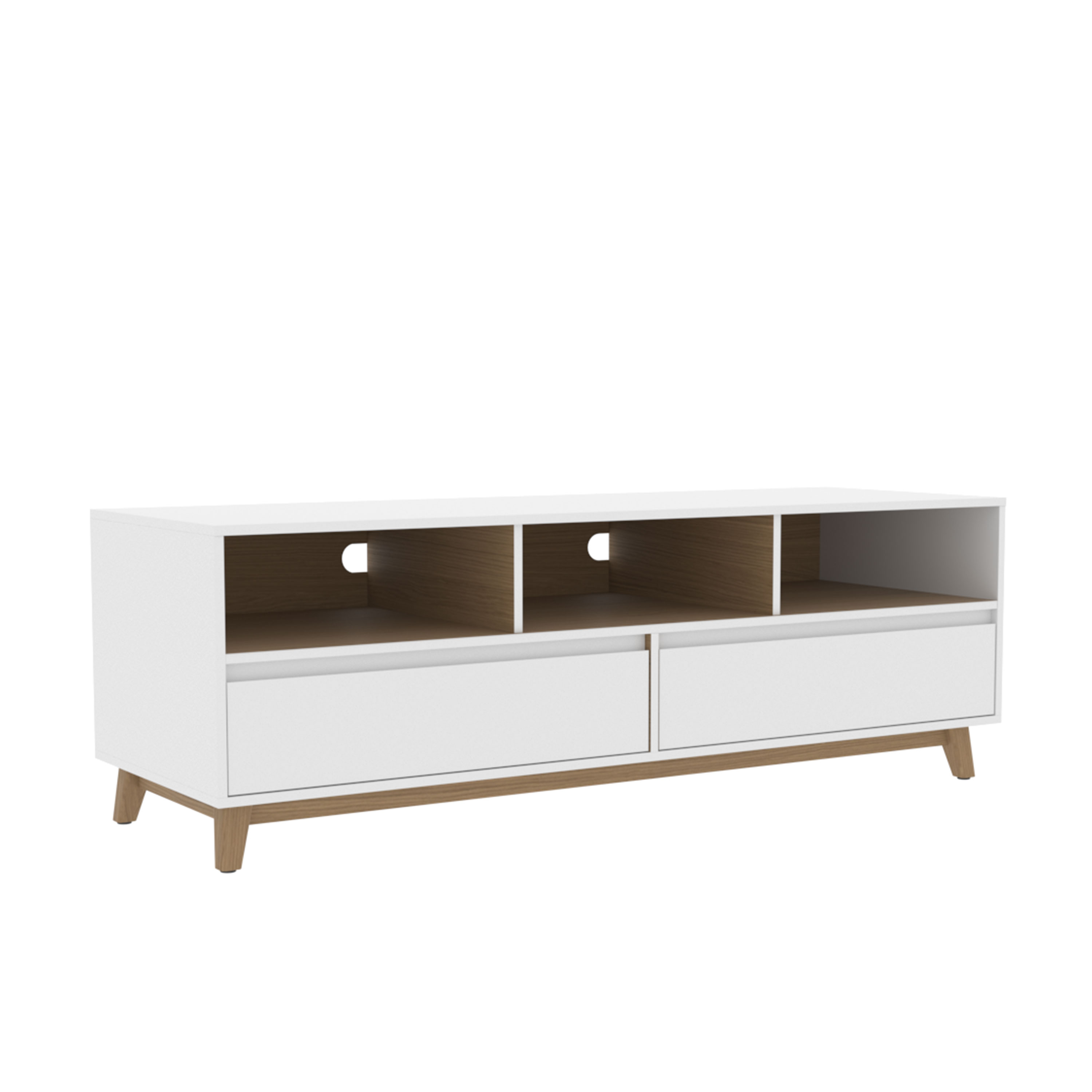 Mainstays Mid-Century TV Stand for TVs up to 70", White Finish - image 6 of 8