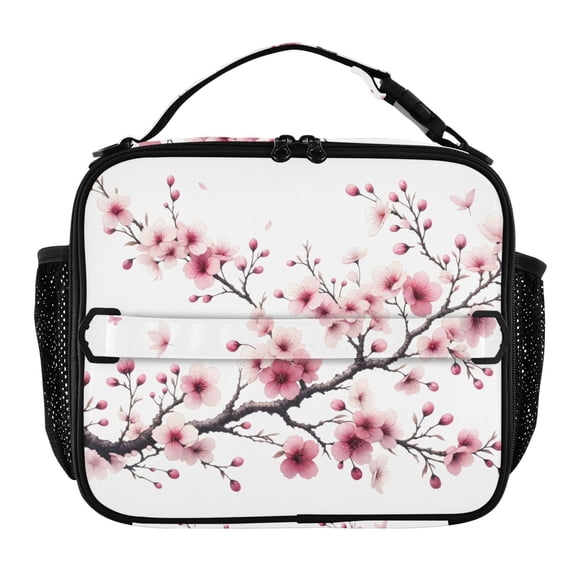 ALAZA Pink Cherry Branch Lunch Box Insulated Lunch Bag Cooler Tote with Shoulder Strap
