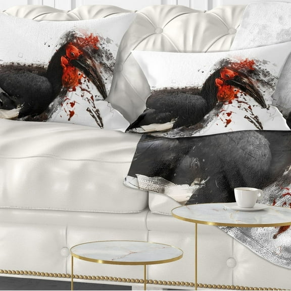 Designart Relaxing Large Exotic Bird - Animal Throw Pillow - 12x20
