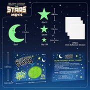 Sinekong 241PCS Glow in The Dark Stars for Ceiling, 3D Stars and Moon Stickers Luminous Wall Decals for Boys Girls Room, Green