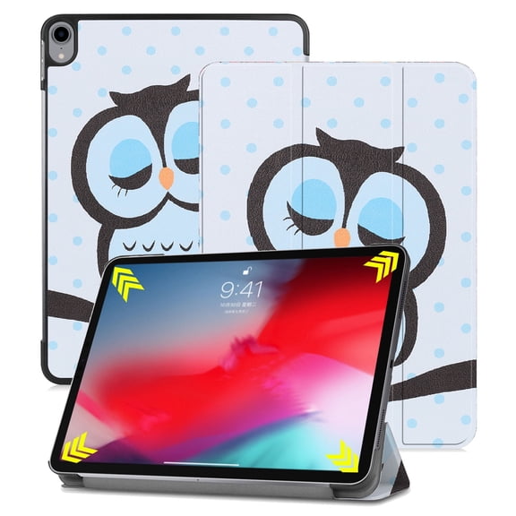 New iPad Pro 11 Inch Case 2018, Allytech Ultra Slim Trifold Stand Folio Flip Auto Sleep Wake (Support 2nd Gen Apple Pencil Wireless Charging) Protective Cover for Apple iPad Pro 11", Cute Owl