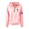 thumbnail image 4 of Hoodies for Women Hoodie Retro Sweatshirt Zip Up American Flag Long Sleeves Sweatshirt Tops Hemlock, 4 of 4