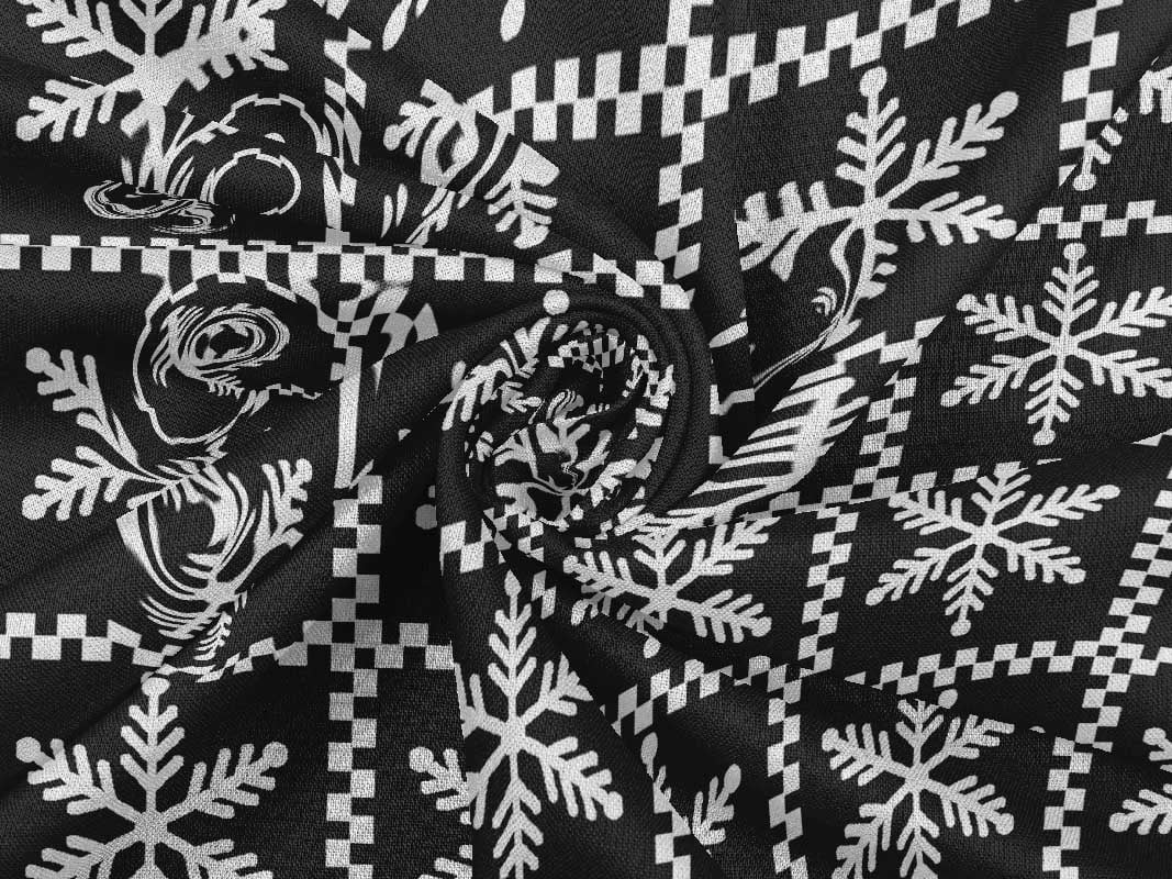 oneOone Rayon Black Fabric Merry Christmas Sewing Fabric By The Yard Printed Diy Clothing Sewing Supplies 56 Inch Wide
