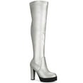 thumbnail image 1 of Unique Bargains Women's Platform Chunky Heel Over Knee High Boots Silver (Size 8), 1 of 7