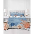 thumbnail image 2 of Quilts Queen Size Bedding Set, Orange Navy Blue Coral Lightweight Quilted Comforter, Summer Beach Coastal Ocean Ombre Soft Reversible Bedspread Coverlet with Pillow Covers for All Season, 90" x 96", 2 of 7