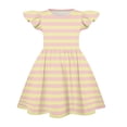 thumbnail image 3 of YOUYEDIAN Girls Midi Dress Toddler Summer Flutter Sleeve A Line Dresses Casual Print Crewneck Princess Dress (Beige, 9-10 Years), 3 of 4