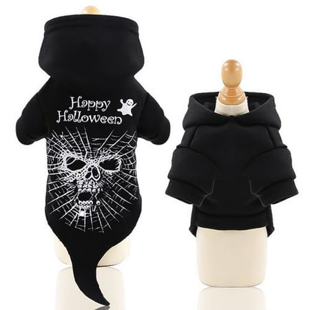 KABOER Dog Clothes Halloween Cat Clothes Pet Clothes - Two Legs With Hood Sweater Black Skull - Dog Pet Clothes Clothing Truss Printed Clothes Halloween Costumes