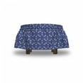 thumbnail image 4 of Indigo Ottoman Cover, Indigo Floral Geometric, 2 Piece Slipcover Set with Ruffle Skirt for Square Round Cube Footstool Decorative Home Accent, Standard Size, Dark Blue Sky Blue, by Ambesonne, 4 of 5