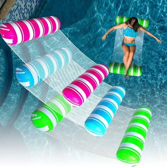 3 Pack Inflatable Pool Floats Adult Size Water Hammock Pool Floaties Toys 4-in-1 Multi-Purpose Floats for Swimming Pool Pool Rafts Lounge Chairs Floating for Vacation Fun and Rest