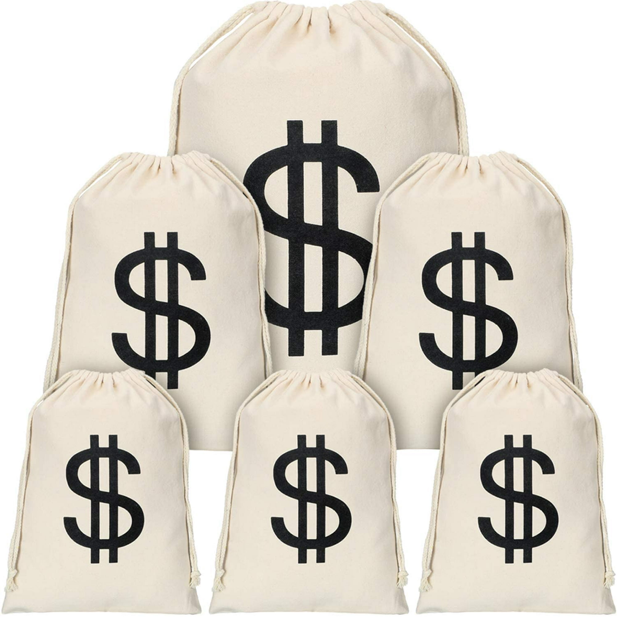 Sac Butin Fête Sac à Dollar Déguisement - 17x25 Cm - Accessoire Costume  Voleur Carnaval - Fermeture Cordon Accessoire Thème Gangster, image size:2000x2000