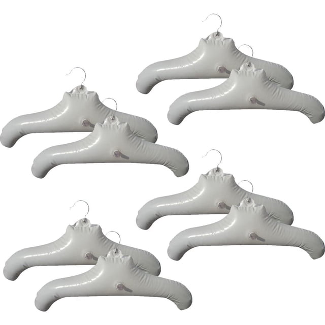 Percha inflable de 8 Uds., hombro redondo blanco, tendedero de ropa plegable portátil con gancho de Metal, almacenamiento de abrigos que ahorra espacio