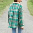 thumbnail image 5 of BLTIBY Women Fleece Jacket Coat Winter Fall Flannel Plaid Printed Plush Peacoat Casual Loose Button Cardigan Overcoat Long Sleeve Tops with Pockets Green S, 5 of 7