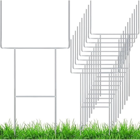 Therwen Metal Yard Sign Stakes H Frame Wire Stakes 20 x 10 Inch Metal Yard Sign Holder Heavy Duty Yard Stands for Advertising Board Garden Lawn Ground Outdoor(10 Pcs)