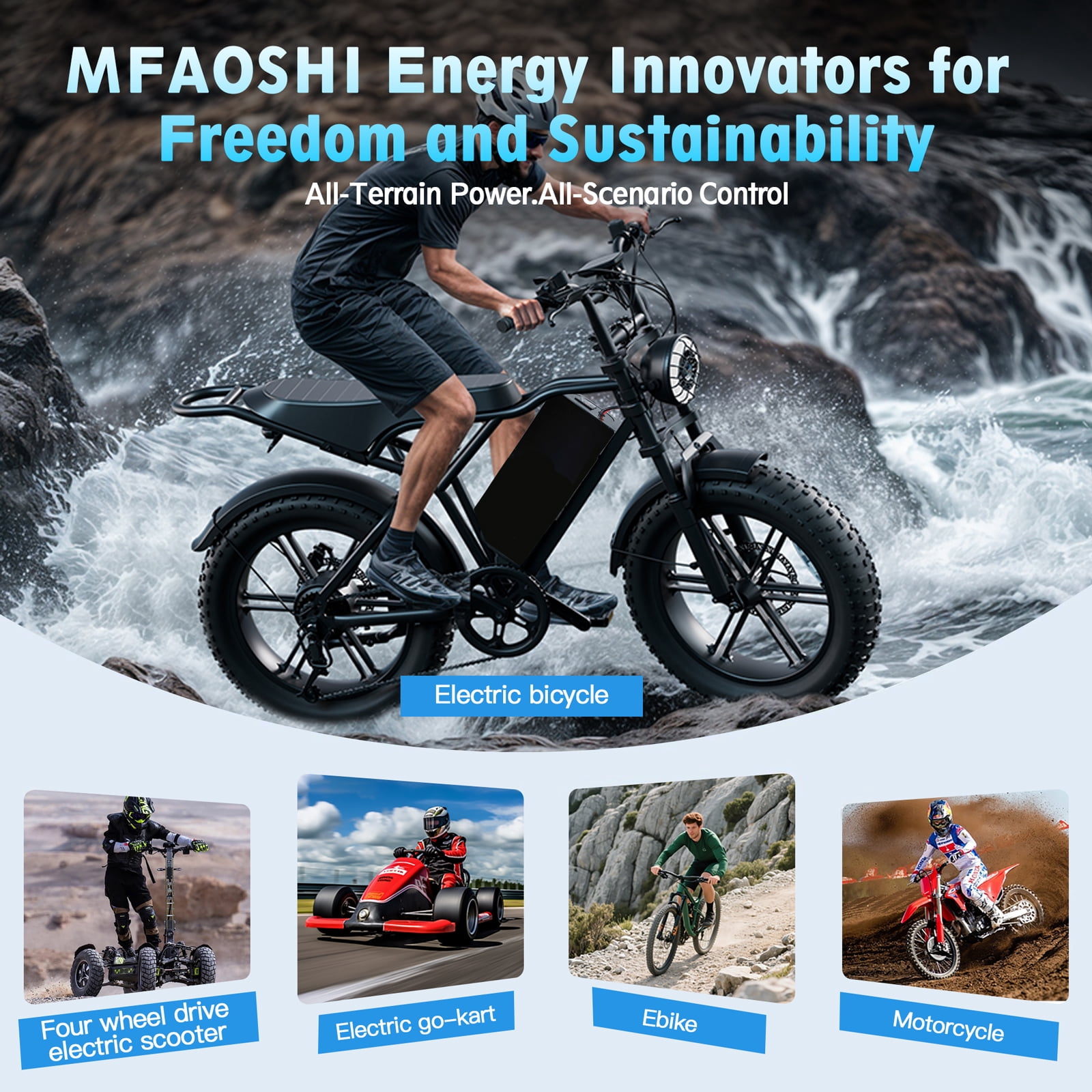 MFAOSHI 72V 30Ah LiFePO4 Battery for Electric Bike Motorcycle Scooter, Powers 0W-3500W Motors, w/ 50A BMS & Anderson Connector
