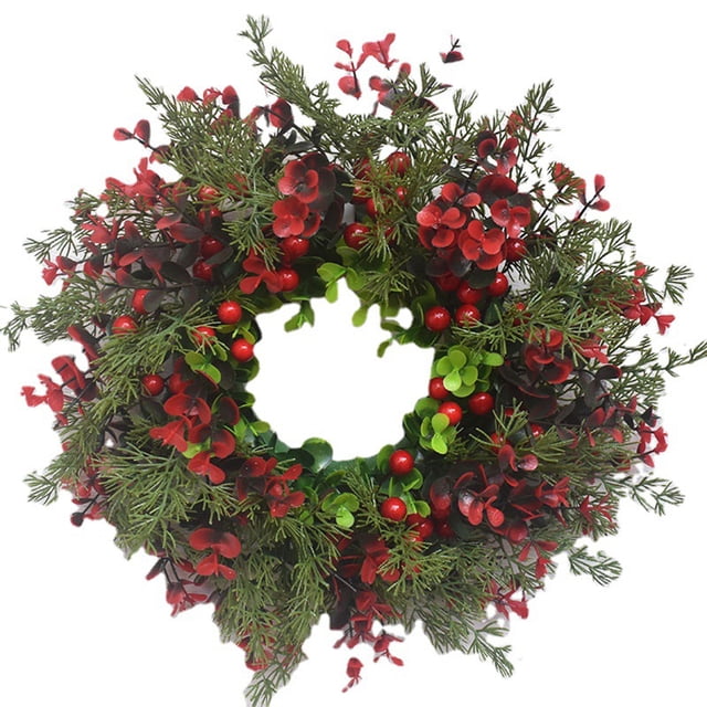 Navidad Bayas Rojas Artificiales Guirnalda De Eucalipto Decoración De Navidad Decoración De La Pared De La Sala De Estar Yuarrent HA039166-00