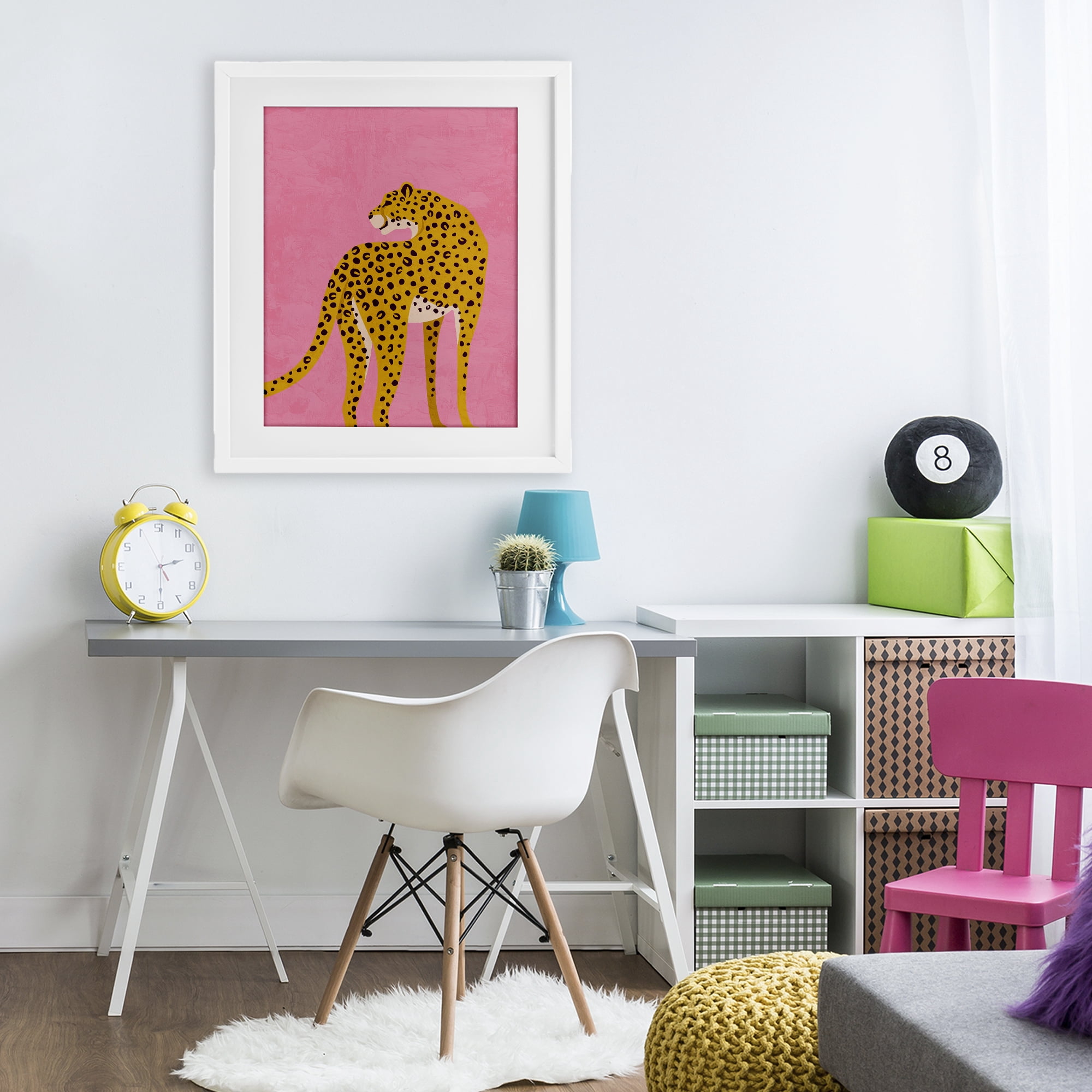 Stupell Industries Leopard on Pink Serenade White Framed Print Under Glass, design by Kim Allen