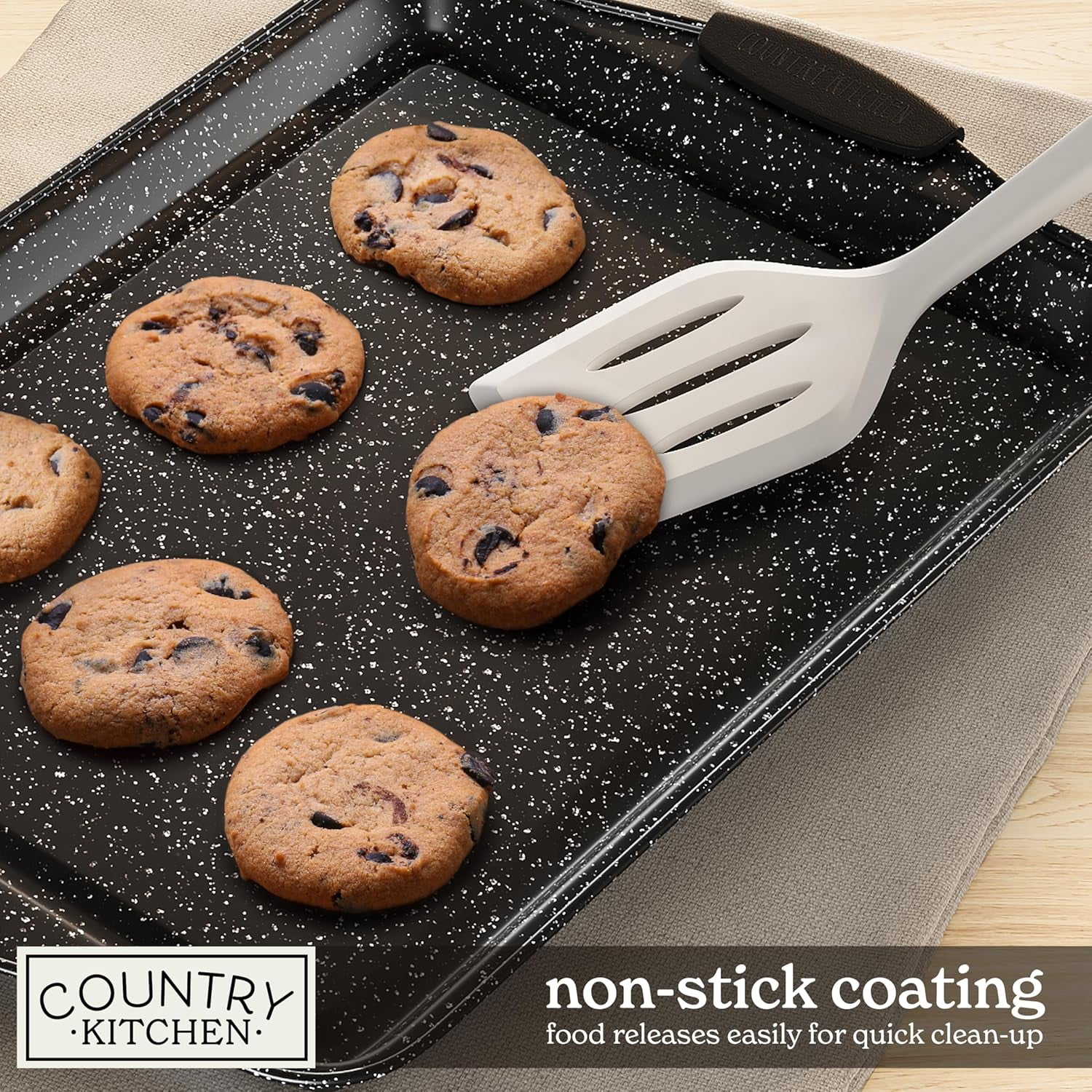 Country Kitchen 10-Piece Nonstick Bakeware Set - Stackable Pots and Pans, Black