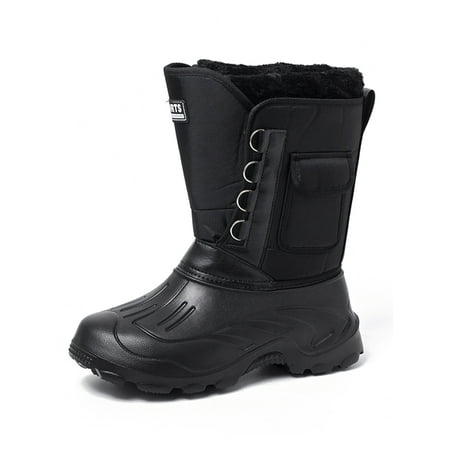

Lacyhop Mens Winter Boot Insulated Waterproof Shoes Mid Calf Snow Boots Black Without Steel Spikes 10
