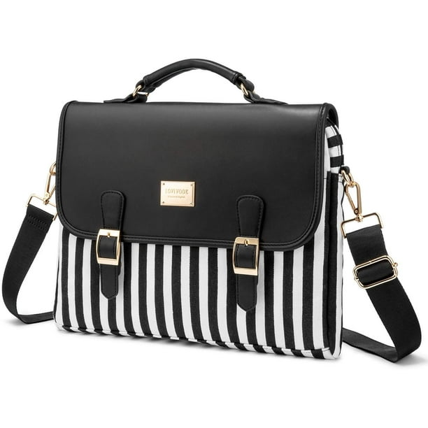 Computer Bag Laptop Bag for Women Cute Laptop Sleeve Case for Work College Stripe Black 14 Inch