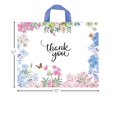 thumbnail image 2 of Púrpura Q Crafts Bolsas De Agradecimiento Para Negocios, Paquete De 50 Bolsas De Compras De Plástico Floral De 15 Pulgadas De Ancho X 12 Pulgadas De Alto Con Asa Suave, 2 of 5