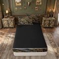 thumbnail image 4 of meiyoeat Farmhouse Outdoor Hunting Zipper Comforter Set with Fitted Sheet and 2 Pillowcases for Men Boys, Camo Forest Branches Zipper Bedding Set, Brown Green, Black Reversible, 3-Piece, 4 of 6