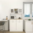 thumbnail image 2 of CQSXDA Kitchen Trash Can Storage Cabinet 67.7 Inches White With 3 Adjustable Shelves 2 Drawers Perfect For Home Organization, 2 of 7