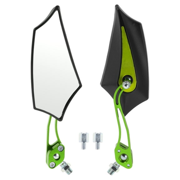 Unique Bargains Motorcycle Rear View Mirrors Handlebar Mirrors Aluminum Alloy Plastic Black Green Adjustable M8/M10 Prismatic Shape