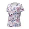 thumbnail image 6 of Zufioo Butterflies in Pastel for Women's Deep V-neck Short-sleeved T-shirt, Top with Short Sleeves - with Stainless Steel Buckle, Moisture Wicking, Ideal Home Wear-Small, 6 of 8