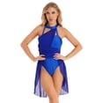 thumbnail image 3 of inhzoy Women Lyrical Dance Dress Modern Ballet Costume Halter Neck Chiffon Dancewear Royal Blue S, 3 of 8
