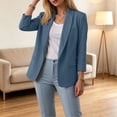 thumbnail image 5 of thefmos Women's Fall Winter Spring 3/4 Sleeve Blazer Open Front Casual Work Jacket Solid Collared Business Tops Lightweight Office Outerwear, Light Blue M, 5 of 8