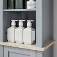 thumbnail image 6 of kleankin Tall Bathroom Storage Cabinet with 3 Tier Shelf, Door, Free Standing Linen Tower, Slim Side Organizer, Grey, 6 of 9