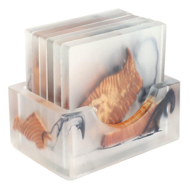 Coasters Rack Set Drink Coaster Easy To Store Natural Clear For