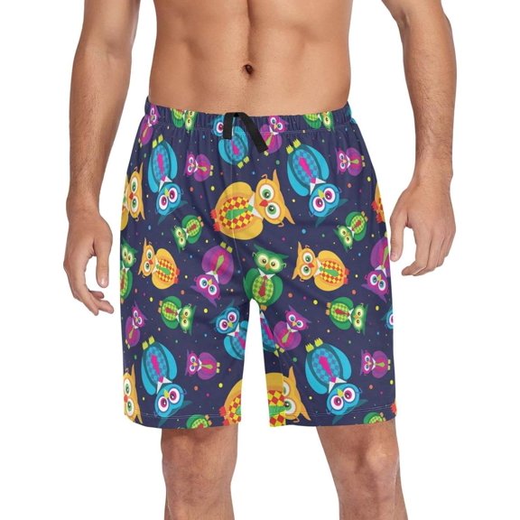 GZHJMY Owl Pajama Pants Short for Men, Lounge Pants Lightweight Men Pajama Bottoms with Drawstring Pockets, Christmas New Year Birthday Gifts, Small