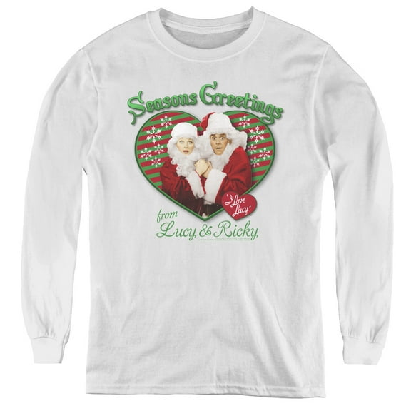 I Love Lucy Seasons Greetings Youth Long Sleeve T-Shirt White