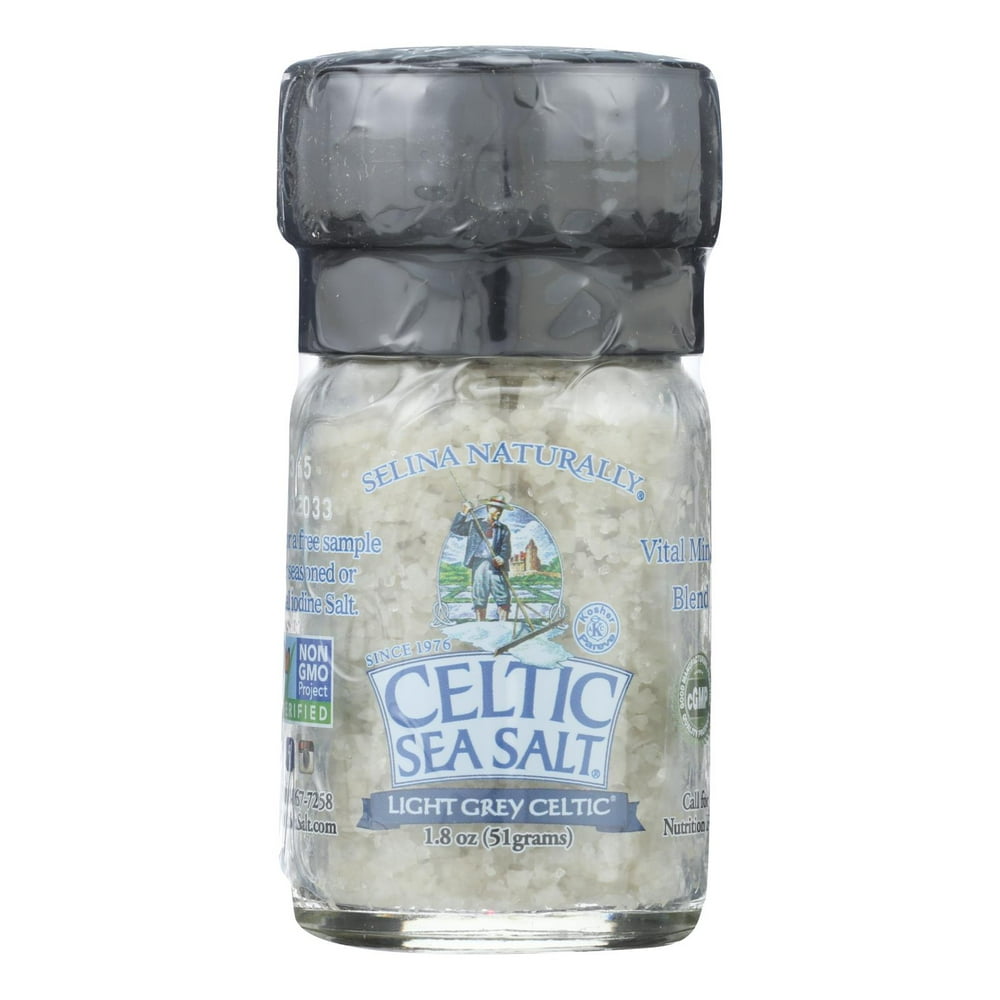 Celtic Sea Salt Grinder Light Grey Sea Salt Case of 6 1.8 oz