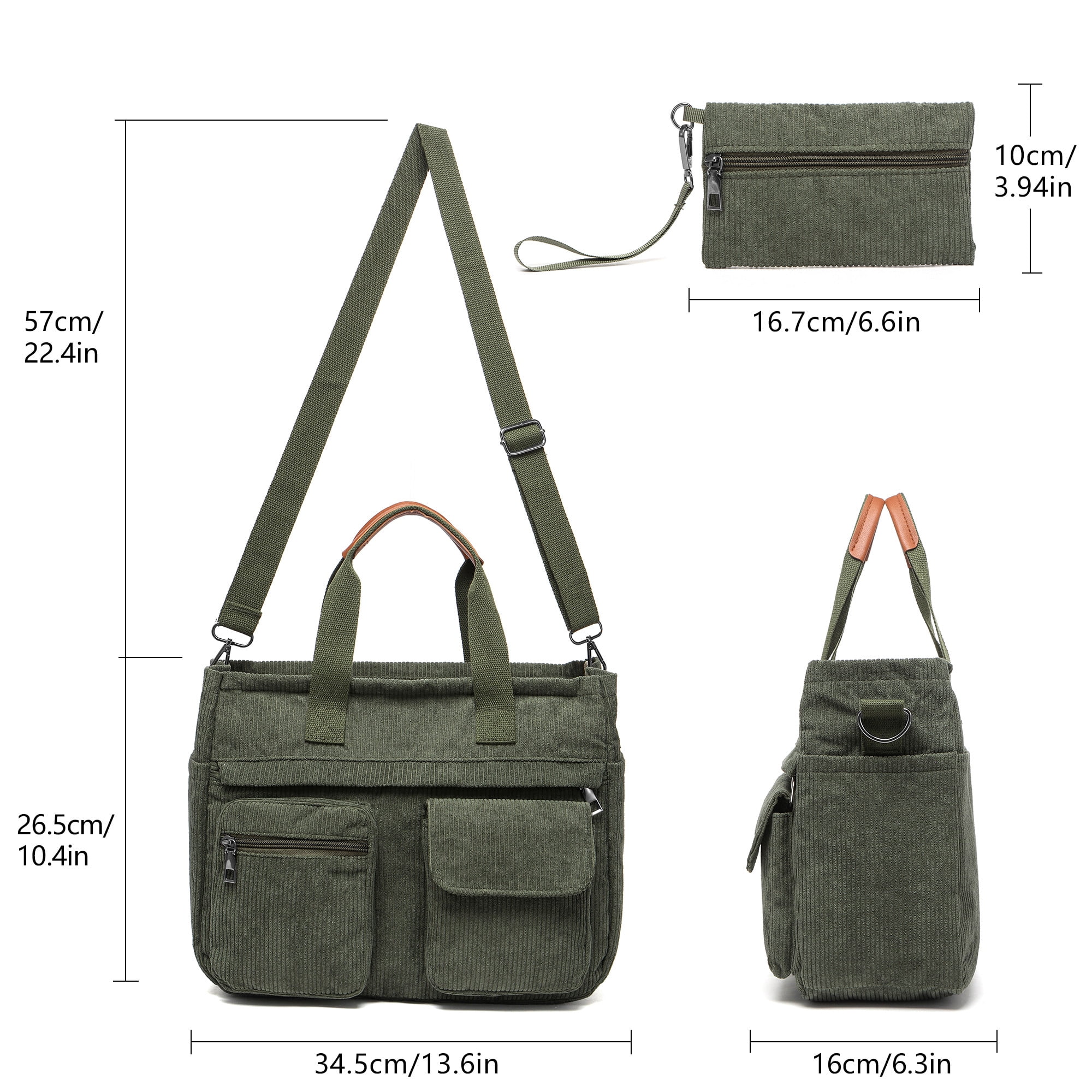 2-Piece Women's Corduroy Bag Set: Stylish Laptop Tote + Multi-Functional Crossbody Bag – Large-Capacity Work/Travel/Gym Bag