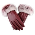 thumbnail image 3 of BKQCNKM Gloves for Cold Weather Winter Gloves Women Lady Black Leather Gloves Autumn Winter Warm Rabbit Mittens Winter Gloves Women, Red One Size, 3 of 3
