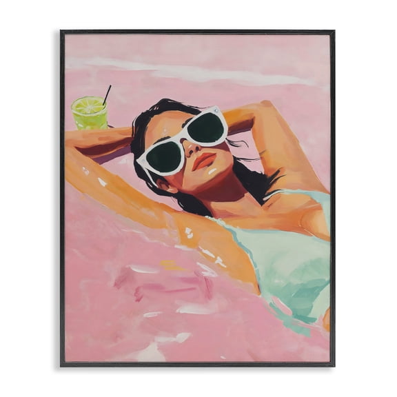 Stupell Industries Trendy Summer Girl Black Framed Giclee Art, design by The Prints Vibe
